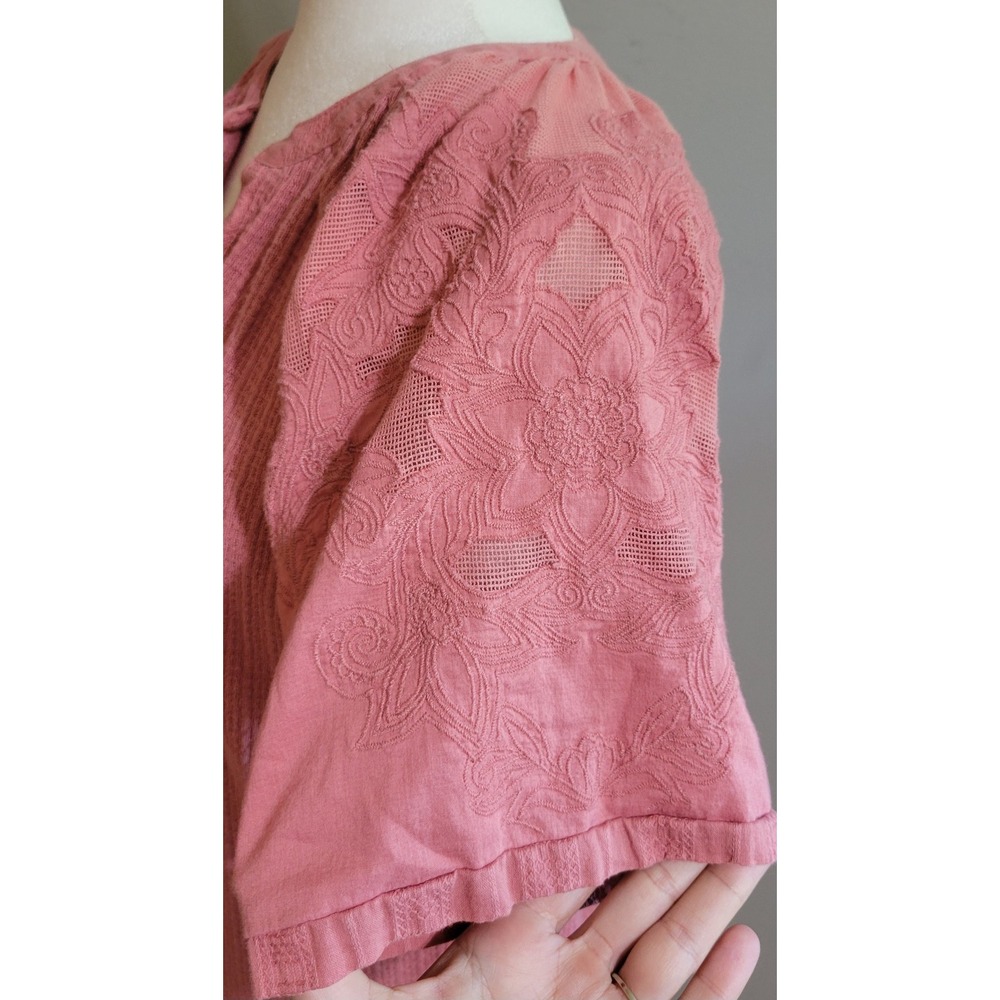 Lucky Brand Dusty Rose Thermal Knit Peasant Top - Picture 6 of 8